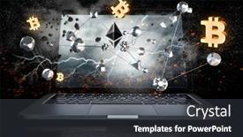  Presentation with cryptocurrency - Cool new slides with virtual-cryptocurrency-concept-mixed-media backdrop and a dark gray colored foreground