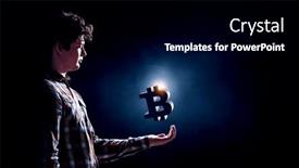  Presentation with cryptocurrency - Theme having virtual-cryptocurrency-concept-mixed-media background and a black colored foreground