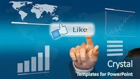  Presentation with touch screen - Slide deck with virtual desktop - business hand pushing background and a  colored foreground