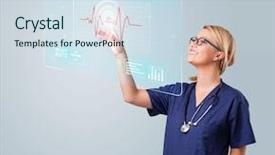  Presentation with nurse - Amazing PPT layouts having virtual doctor - young nurse standing and pressing backdrop and a  colored foreground