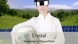  Presentation with astronaut - Cool new presentation with virtual environment - futuristic spaceship aircraft astronaut helmet backdrop and a light gray colored foreground