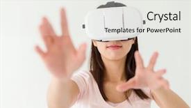  Presentation with mri device - Presentation theme consisting of virtual environment - woman using vr device background and a white colored foreground