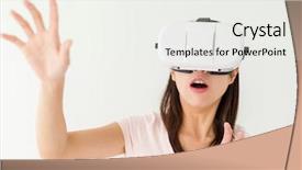  Presentation with scary movie - Presentation having virtual environment - woman watch scary movie via background and a white colored foreground