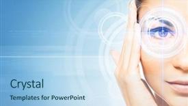  Presentation with eye medicine - Beautiful slide deck featuring virtual hologram on her eye backdrop and a light blue colored foreground