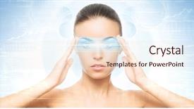  Presentation with virtual technology - PPT layouts with virtual hologram on her eye background and a lemonade colored foreground