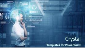  Presentation with holographic - PPT theme featuring virtual holographic interface and young background and a  colored foreground