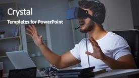  Presentation with family playing board game - Cool new theme with virtual keyboard - young man playing games long backdrop and a dark gray colored foreground