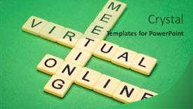  Presentation with online meeting - PPT layouts enhanced with virtual-meeting-online-crossword background and a shamrock green colored foreground