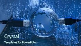  Presentation with earth network - Beautiful theme featuring virtual network - computer data concept with earth backdrop and a ocean colored foreground