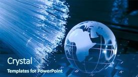  Presentation with earth network - Theme with virtual network - hi-tech earth globe against fiber background and a ocean colored foreground