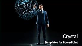  Presentation with black technology - Beautiful theme featuring virtual network hologram over black backdrop and a  colored foreground