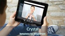  Presentation with video conferencing - Slide deck consisting of virtual pet - video call and chat concept background and a ocean colored foreground