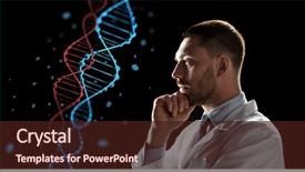  Presentation with black dna scientist - PPT layouts featuring virtual projection of dna background and a wine colored foreground