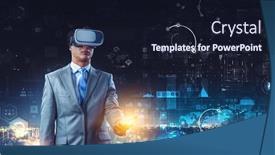  Presentation with artificial intelligence virtual reality - Cool new presentation theme with virtual-reality-and-artificial-intelligence backdrop and a wine colored foreground