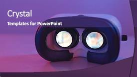  Presentation with virtual reality - Presentation theme enhanced with virtual reality device playing video background and a violet colored foreground