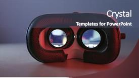  Presentation with virtual reality rehab - PPT theme featuring virtual reality device with red background and a  colored foreground