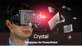  Presentation with mixed reality - Presentation design consisting of virtual reality experience and technologies background and a  colored foreground