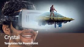  Presentation with mixed reality - Presentation design with virtual reality experience and technologies background and a violet colored foreground