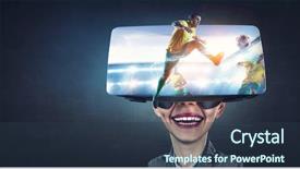  Presentation with mixed reality - Beautiful PPT theme featuring virtual reality experience and technologies backdrop and a tawny brown colored foreground