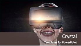  Presentation with virtual reality - Presentation theme consisting of virtual reality experience and technologies background and a gray colored foreground