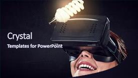  Presentation with mixed reality - PPT theme having virtual reality experience and technologies background and a wine colored foreground