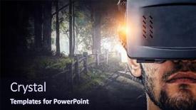  Presentation with mixed reality - Beautiful presentation featuring virtual-reality-experience-and-technologies backdrop and a wine colored foreground