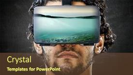  Presentation with virtual reality - Slide set enhanced with virtual-reality-experience-and-technologies background and a tawny brown colored foreground