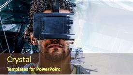 Presentation with virtual reality - Amazing PPT theme having virtual-reality-experience-and-technologies backdrop and a  colored foreground