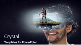  Presentation with virtual reality - Theme with virtual-reality-experience-and-technologies background and a wine colored foreground