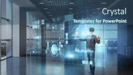  Presentation with mixed reality - Colorful slide set enhanced with virtual-reality-experience-technologies backdrop and a ocean colored foreground