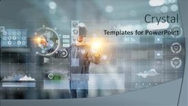  Presentation with mixed reality - Theme enhanced with virtual-reality-experience-technologies background and a light blue colored foreground