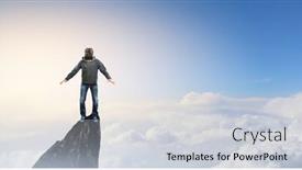  Presentation with experience - Beautiful PPT theme featuring virtual-reality-experience-young-man backdrop and a light gray colored foreground