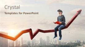  Presentation with experience - Audience pleasing presentation theme consisting of virtual-reality-experience-young-man backdrop and a sky blue colored foreground