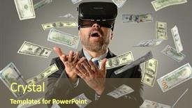  Presentation with virtual - PPT theme featuring virtual reality glasses getting money background and a violet colored foreground