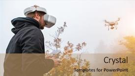  Presentation with technology trends - Cool new slides with virtual reality glasses new technology backdrop and a coral colored foreground