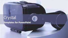  Presentation with virtual reality - PPT theme enhanced with virtual-reality-goggles-on-desk background and a ocean colored foreground