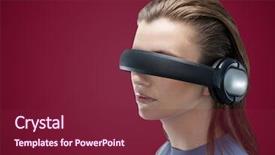  Presentation with virtual reality - Presentation theme featuring virtual reality headset against maroon background and a violet colored foreground