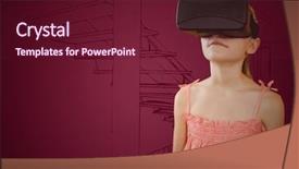  Presentation with maroon - Audience pleasing presentation design consisting of virtual reality headset against maroon backdrop and a tawny brown colored foreground