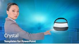  Presentation with virtual reality environments - Slide set with virtual reality headset with transition background and a teal colored foreground