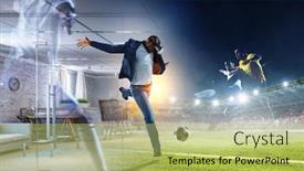  Presentation with virtual reality - PPT theme with virtual-reality-headset background and a yellow colored foreground