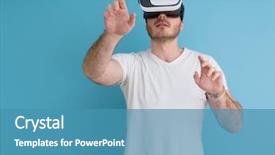  Presentation with virtual reality rehab - Presentation theme consisting of virtual reality isolated on blue background and a teal colored foreground