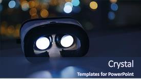  Presentation with artificial intelligence virtual reality - Slides having virtual reality play video inside background and a  colored foreground