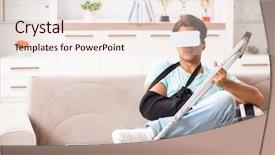  Presentation with rider - Audience pleasing PPT theme consisting of virtual reality rehab - injured motorbike rider recovering backdrop and a lemonade colored foreground