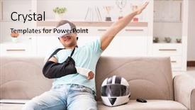  Presentation with rider - Beautiful theme featuring virtual reality rehab - injured motorbike rider recovering backdrop and a  colored foreground