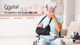  Presentation with rider - Presentation theme enhanced with virtual reality rehab - injured motorbike rider recovering background and a lemonade colored foreground