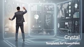  Presentation with global - PPT layouts with digital ecosystem - businessman in global business concept background and a gray colored foreground