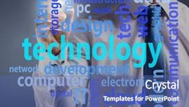  Presentation with information technology - Presentation theme with virtual screen information technology concept background and a ocean colored foreground