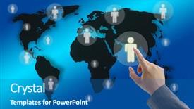  Presentation with virtual hand - Amazing slide deck having virtual screen interface with world backdrop and a ocean colored foreground