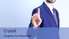  Presentation with touch screen virtual reality - Presentation design consisting of virtual screen on light background background and a light blue colored foreground