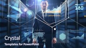  Presentation with server room - Amazing presentation design having virtual screen over server backdrop and a navy blue colored foreground